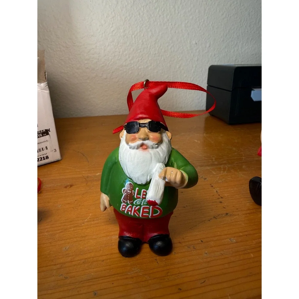 Gnometastic Gnaughty & Nice Gnomes 4 Pc Funny Christmas Ornaments NEW NIB
